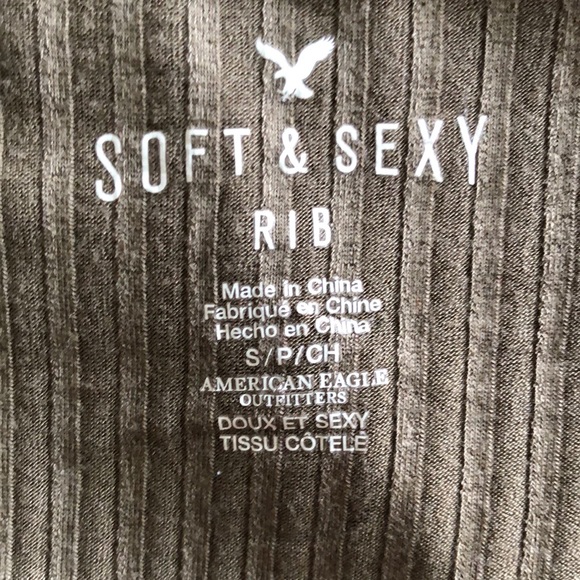 American Eagle Front Cropped Cami Green Ribbed With Spaghetti Straps Size Small - Picture 9 of 14